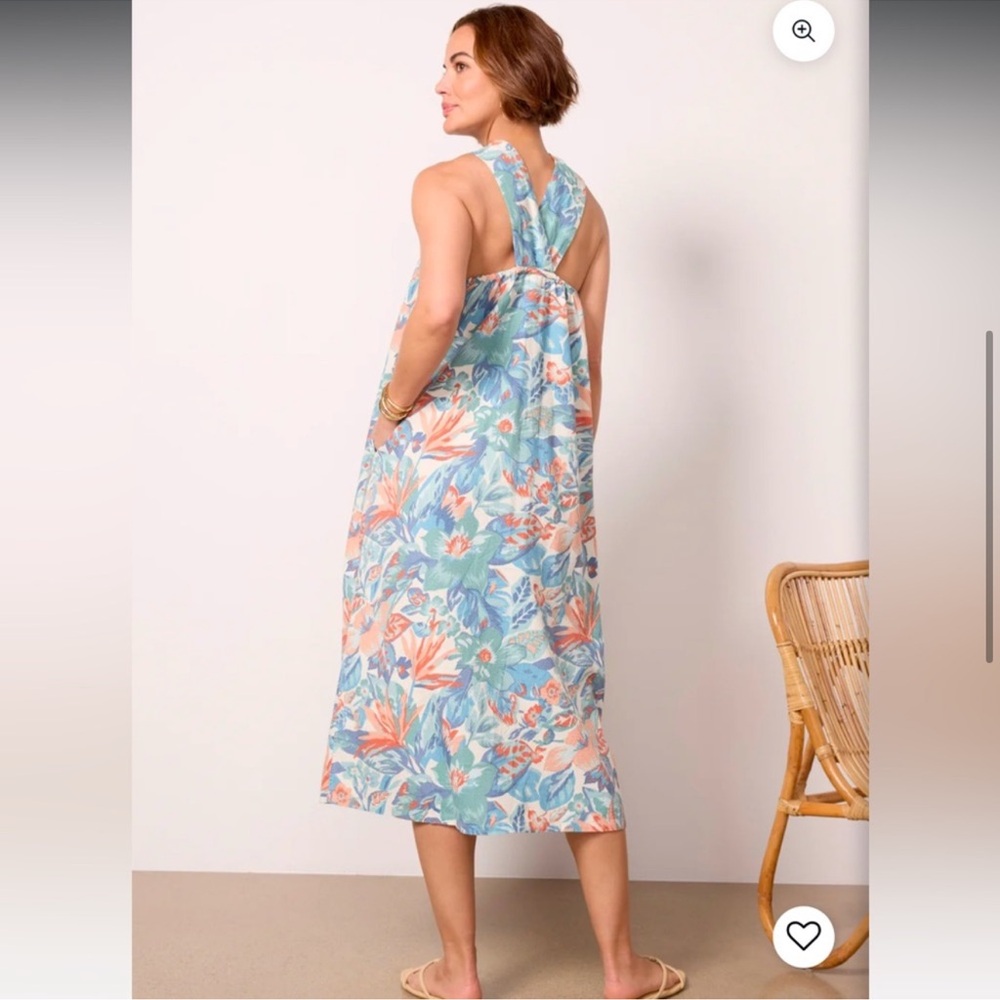 Faherty Blue and Coral Floral Halter Dress NWOT with POCKETS!!! - Picture 6 of 15